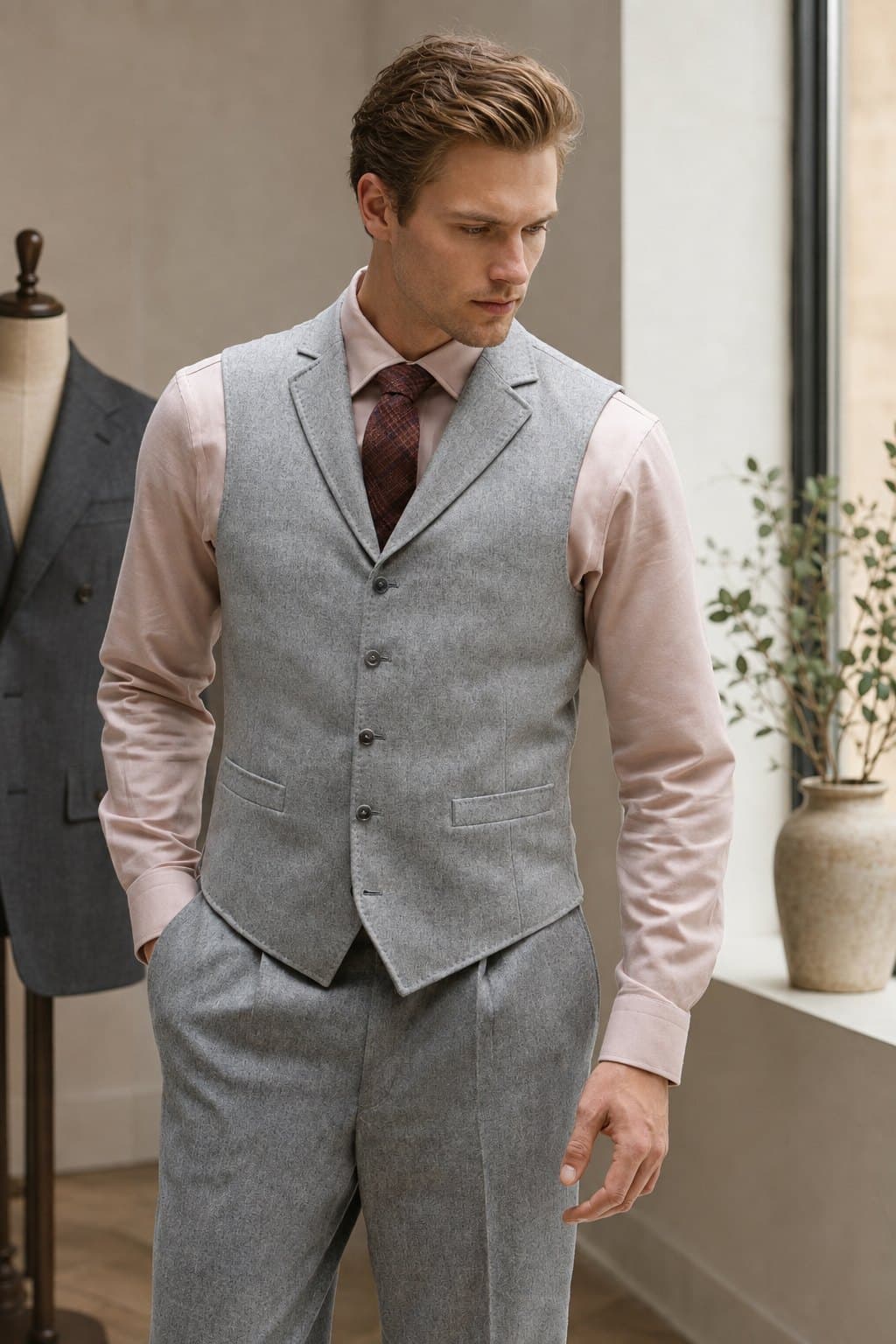 Mørk tredelt dress