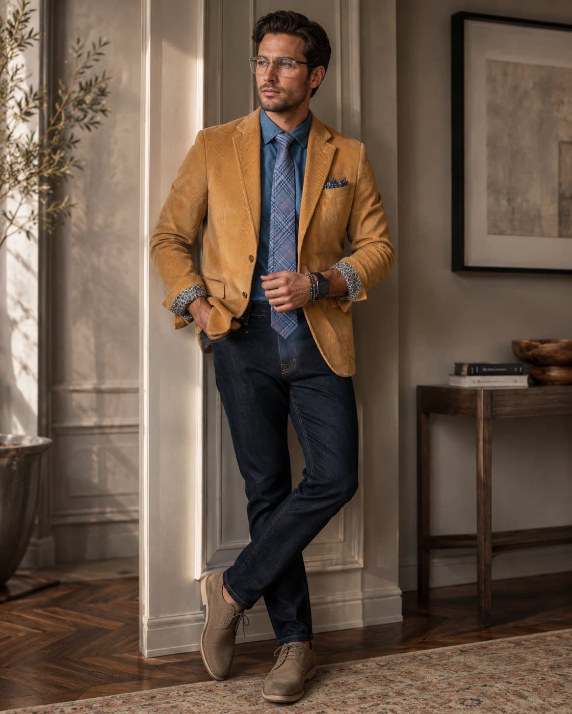 Blazer med beige bukse