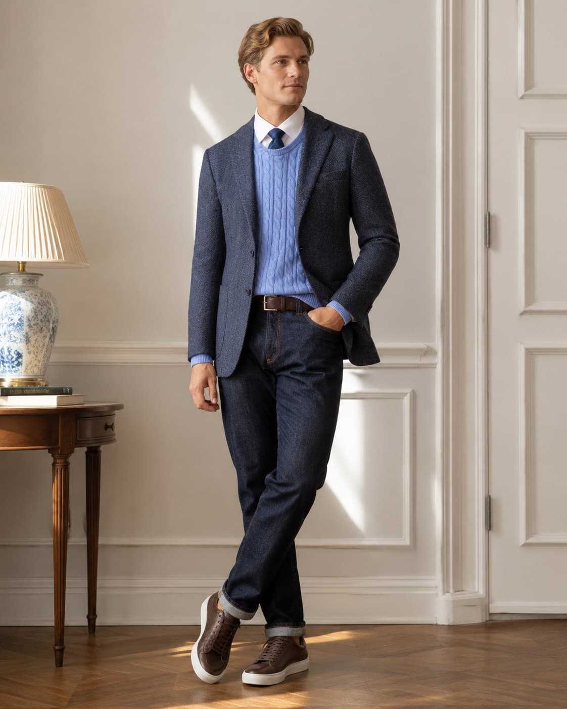 Blazer med beige bukse